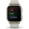 Montre connectée GARMIN Venu Sq 2 Music Edition Cream Gold avec bracelet lin